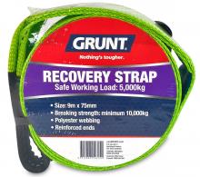 Photograph of GRTD0351 - Green Polyester Recovery Straps 9m x 75mm x 10,000kg - Packaged Strap