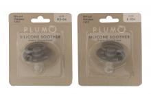 Photograph of Plum Silicone Soother - front of packaging (grey)