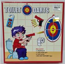 Photograph of Potty Shooter Toilet Darts game packaging