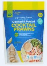 Photograph of Woolworths Cooked & Peeled Cocktail Prawns 1kg