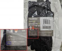 Photograph of HexArmor PointGuard gloves - Batch code location